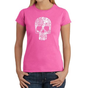 LA Pop Art Rock n Roll Skull - Women's Word Art T-Shirt - 1 of 4