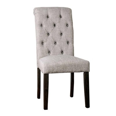 Set of 2 Side Chairs with Button Tufted Backrest Gray - Benzara