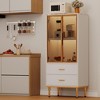 54.8" Modern Display Storage Cabinet, Fluted Storage Cabinet with Glass Door and 2 Drawers, for Collectibles, Living Room, Office - 2 of 4