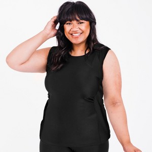 Calypsa Women's Plus Size Loose Fit Tankini UPF 50+ Maya Swim Top - 1 of 3