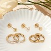 14K Gold Flat Back Earrings Set - 316L Surgical Steel CZ & Ball Studs for Cartilage, Unisex - 2 of 4