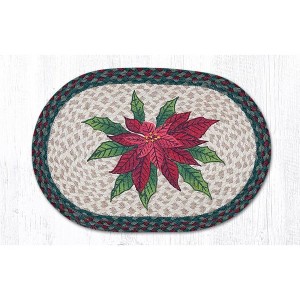 Earth Rugs Holiday Farmhouse Poinsettia Oval Placemat 13"x19" Durable Table Mat - 1 of 3