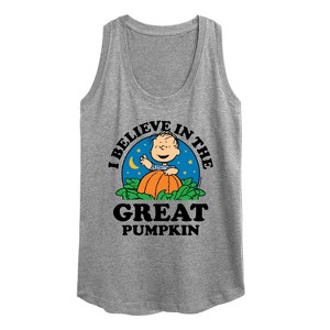 Women's - Peanuts - I Believe In The Great Pumpkin Graphic Racerback Tank - 1 of 4