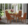 Dinette Set 5Pc Rectangle Table w/ Leaf & 4 Parsons Chairs - Brown Faux Leather - 2 of 4