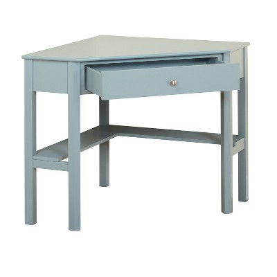 Antique Blue Corner Desk with Drawer and Shelf