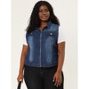 Agnes Orinda Women's Plus Size Trucker Zipper Front Sleeveless Sport Crop Denim Vests - 4 of 4