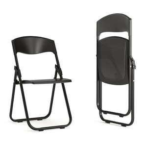 Flash Furniture 2 Pack HERCULES Series 500 lb. Capacity Heavy Duty Plastic Folding Chair with Built-in Ganging Brackets - 1 of 4