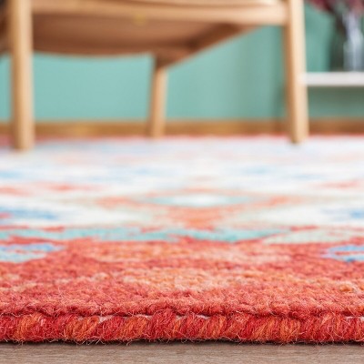 Handmade Blue and Red Wool Tufted 4' x 6' Area Rug