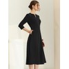 INSPIRE CHIC Women's Elegant Split Neck Side Zipper Pockets 3/4 Sleeve Work A-Line Dress - 2 of 4
