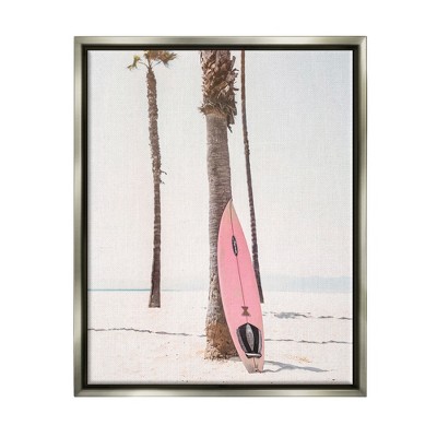 Stupell Industries Pink Surfboard on CoastFloater Canvas Wall Art