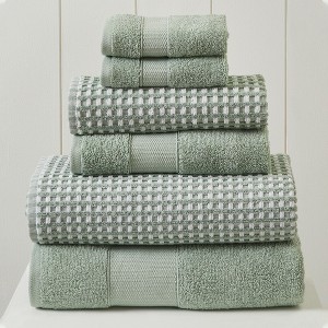 Modern Threads 6 Piece Yarn Dyed Jacquard Towel Set, Cobblestone. - 1 of 4