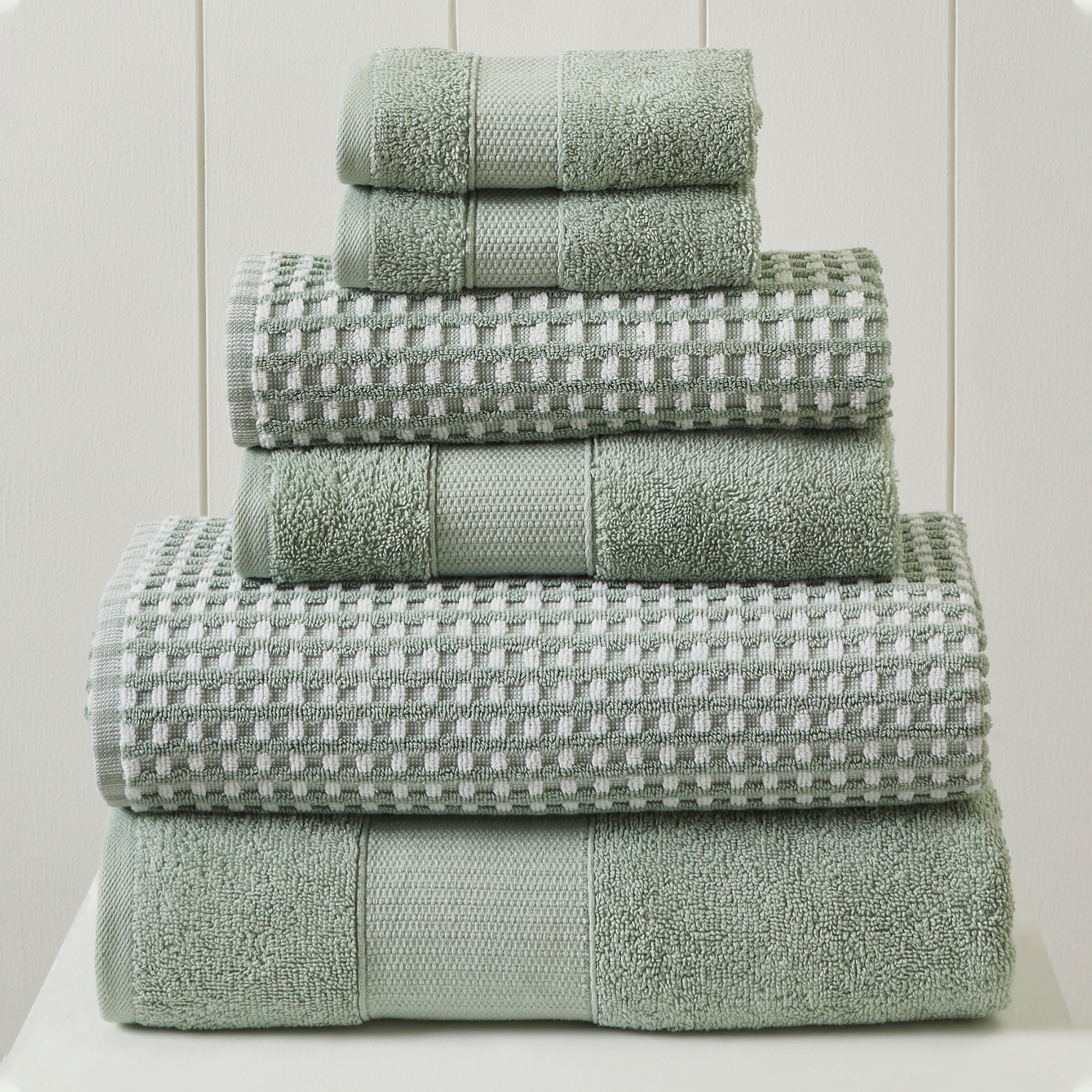 Modern Threads Cobblestone 6-pc 100% Cotton Jacquard Towel Set, Green