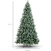 Prelit Pre-Decorated Green Christmas Tree 7.5ft, Pre-Lit Hinged Artificial Xmas Tree w/ 450 Partially Frosted Tips, Pine Cones, LED Lights, for Home - 2 of 4