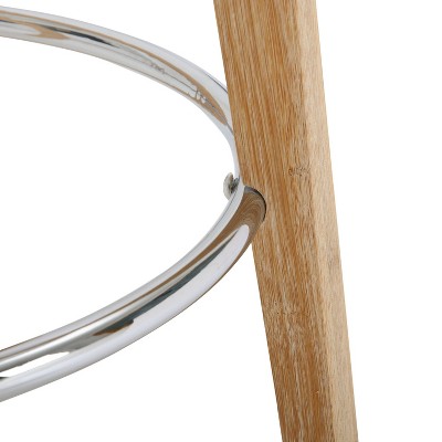 30" Bamboo Top Mid-Century Modern Counter Table with Chrome Accents