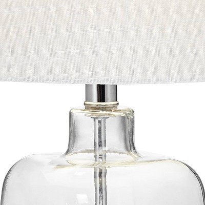 Clear Glass Fillable Table Lamp with White Fabric Drum Shade