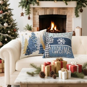 Set of 4 Christmas Throw Pillow Covers 18x18 Inch Set of 4, Merry Christmas Bright Xmas Tree Ball Winter-Blue - 1 of 3