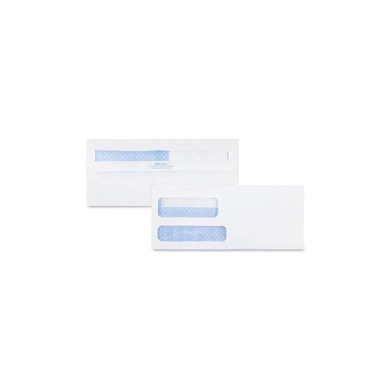 Quality Park Double Window Redi-Seal Security-Tinted Envelope, #9, Commercial Flap, Redi-Seal Adhesive Closure, 3.88 x 8.88, White, 500/BX, 1 of 2