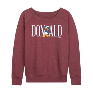 Women's - Disney - Donald Lightweight French Terry Wide Neck Long Sleeve Shirt - 1 of 4