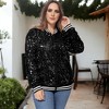 Anna-Kaci Women's Plus Size Sequin Bomber Jacket - 2 of 3