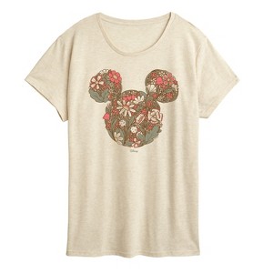 Women's - Disney - Floral Mickey Ears Short Sleeve Graphic T-Shirt - 1 of 4