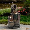 LuxenHome Rustic Brown Urns Resin Outdoor Fountain with Lights - 3 of 4