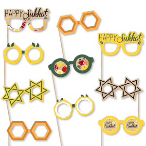 Big Dot of Happiness Sukkot Glasses - Paper Card Stock Sukkah Holiday Photo Booth Props Kit - 10 Count - 1 of 4