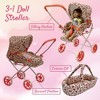 The New York Doll Collection Heart Printed Doll Bassinet Stroller with Travel Carry Bag - 2 of 4