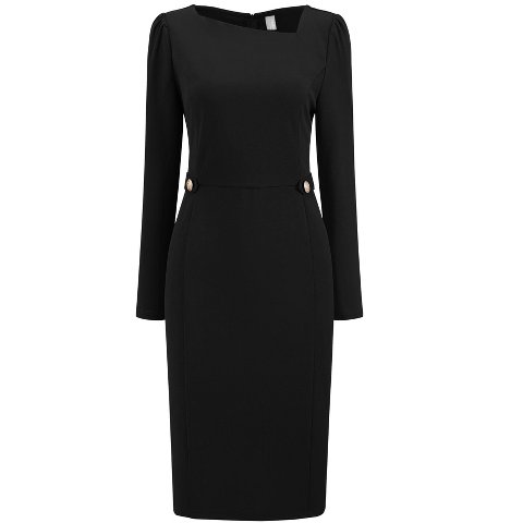 Женские платья INSPIRE CHIC Women's Asymmetrical Neck Semi Formal Dressy Long Sleeve Dresses Large Black