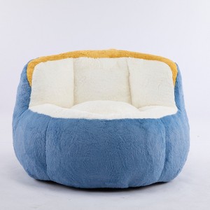 Gulches Multicolor Blue White Yellow Faux Fur Oversized Bean Bag Chair 43x41x30 Inch Large Lounger Sofa No Assembly Required - 1 of 4