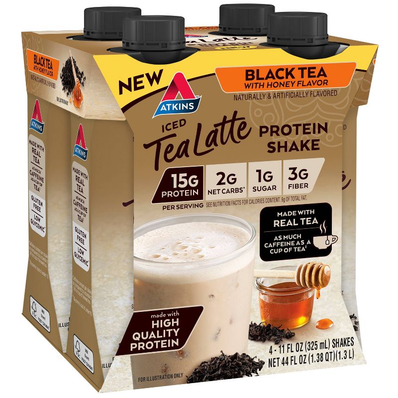 Atkins Black Tea Latte Protein Shake - 44 fl oz/4pk, 2 of 10