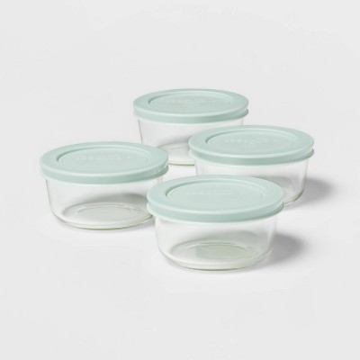 4pk (8pc) 1c Round Glass Food Storage Container Set - Room Essentials™