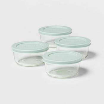 LIBBEY STACK-IT SMALL GLASS FOOD STORAGE CONTAINERS WITH LIDS SET
