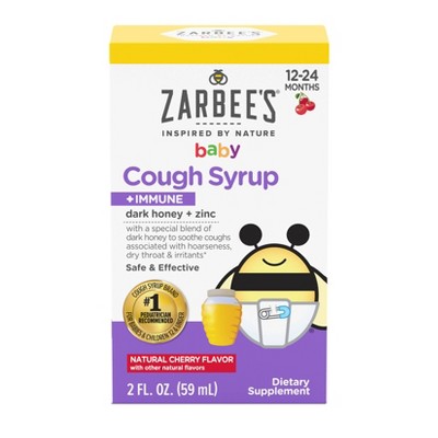 Zarbee's Baby Cough Syrup + Immune with Honey & Zinc - Natural Cherry Flavor - 2 fl oz