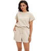ATHLECHIC Women's Summer Outfits Short Sleeve Tops and Short Pants Sweatsuit Set 2 Pcs - 3 of 4