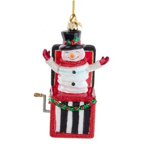 Kurt Adler Noble Gems Glass Ornament for Christmas Tree, Jack In Box Snowman - 1 of 1