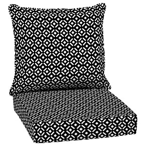 ARDEN Outdoor Deep Seat Cushion Set, 24 in x 24 in, Weather-Proof, Rain-Proof, Fade Resistant Patio Cushion for Chair, Sofa, and Couch Black Demi Tile - 1 of 4
