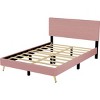 Streamdale Pink Corduroy Queen Platform Bed Frame with Stripe Headboard - 3 of 4