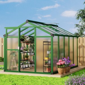 TROPOW 6x10 FT Polycarbonate Greenhouse for Outdoors, Heavy Duty Aluminum Frame, Single Swing Door, Adjustable Vent Windows, Green House for Garden - 1 of 4