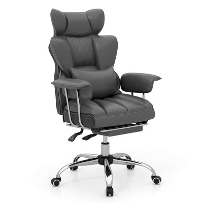 Costway Office Desk Chair Big and Tall Executive Office Chair with Footrest Lumbar Support Black/Grey/White