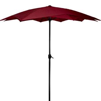 Northlight 8.85ft Outdoor Patio Lotus Umbrella with Hand Crank, Burgundy