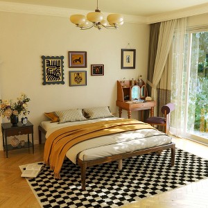 FUFU&GAGA Solid Pine & Rubberwood Bed Frame Platform, Sturdy Support Queen Size Bed - 1 of 4