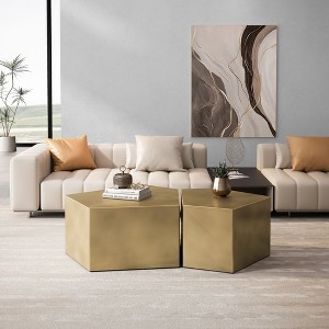 NicBex Irregular Pentagon Coffee Tables Set of 2, Simple Modern End Table for Living Room, Bedroom, Combine or Split Use - 1 of 4