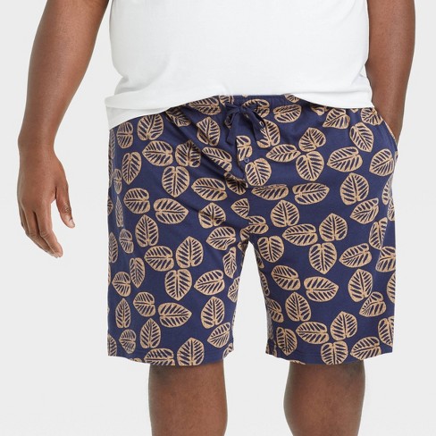 Men's Big & Tall Yellow Leaf Print Knit Pajama Shorts - Goodfellow & Co™ Heathered Blue 4xl : Target