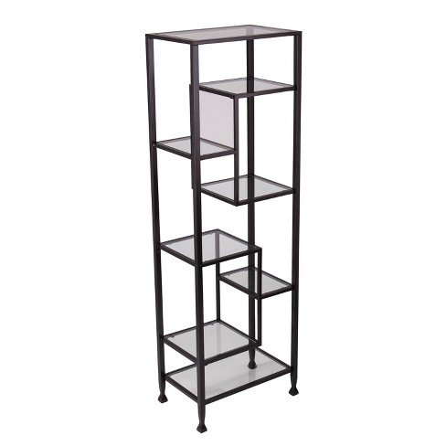 Jamel Metal And Glass Asymmetrical Etagere Black Aiden Lane Target