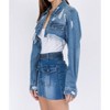 Women's Chic Cropped Distressed Denim Jacket - American Bazi - image 3 of 4