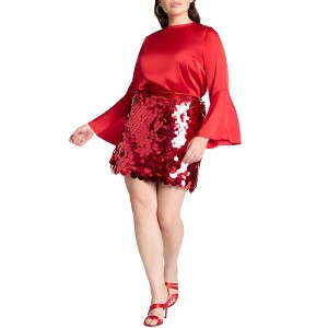 ELOQUII Women's Plus Size Paillette Sequin Mini Skirt - 1 of 4
