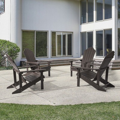 Sonkuki 4-Pack Faux Wood Adirondack Chair with High Back and Wide Seat