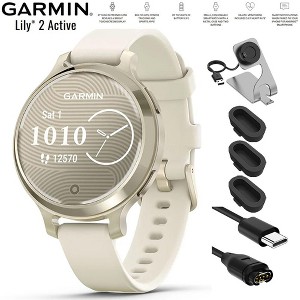 Garmin Lily 2 Active Smartwatch Lunar Gold w/ Bone Silicone Band+Charging Bundle - 1 of 4