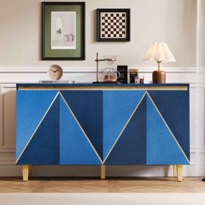 60" Vintage Buffet Cabinet with Storage and 4 Doors,Sideboard Cabinet with Adjustable Shelves for Dining Room,Retro MDF Wood Sideboard-Coolbibila - 1 of 4