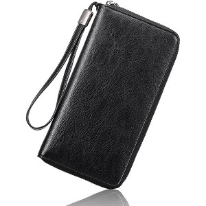 Acoinel Leather Zip Around Wallet with Wristlet Strap - 1 of 4